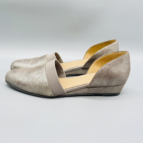 Eileen Fisher Shoes Women 8.5 Metallic Pewter Ida D Orsay Ballerina Flat Comfort - Picture 5 of 13